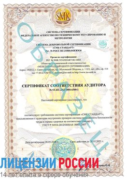 Образец сертификата соответствия аудитора №ST.RU.EXP.00014300-1 Жигулевск Сертификат OHSAS 18001